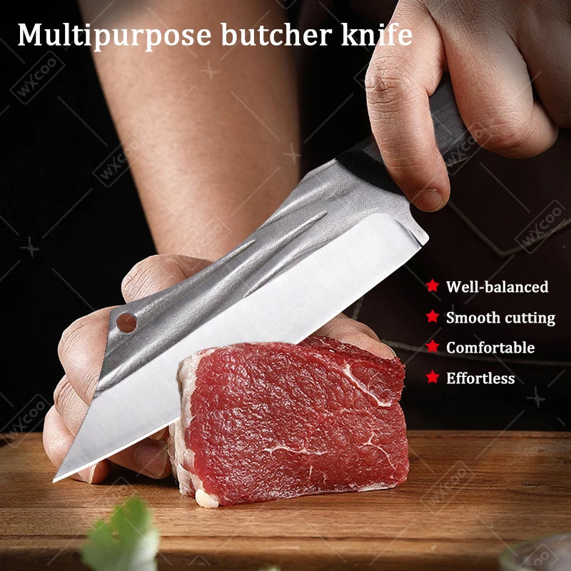 WXCOO Stainless Steel Meat Cleaver Sharp Boning Knife Multi Chef Knife