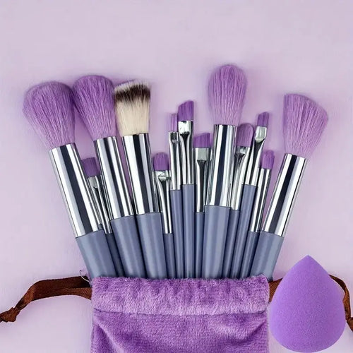 13pcs Premium Synthetic Nylon Bristle Makeup Brush Set - Soft, Gentle,