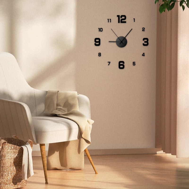 Creative Frameless DIY Wall Clock Wall Decal Home Silent Clock Living