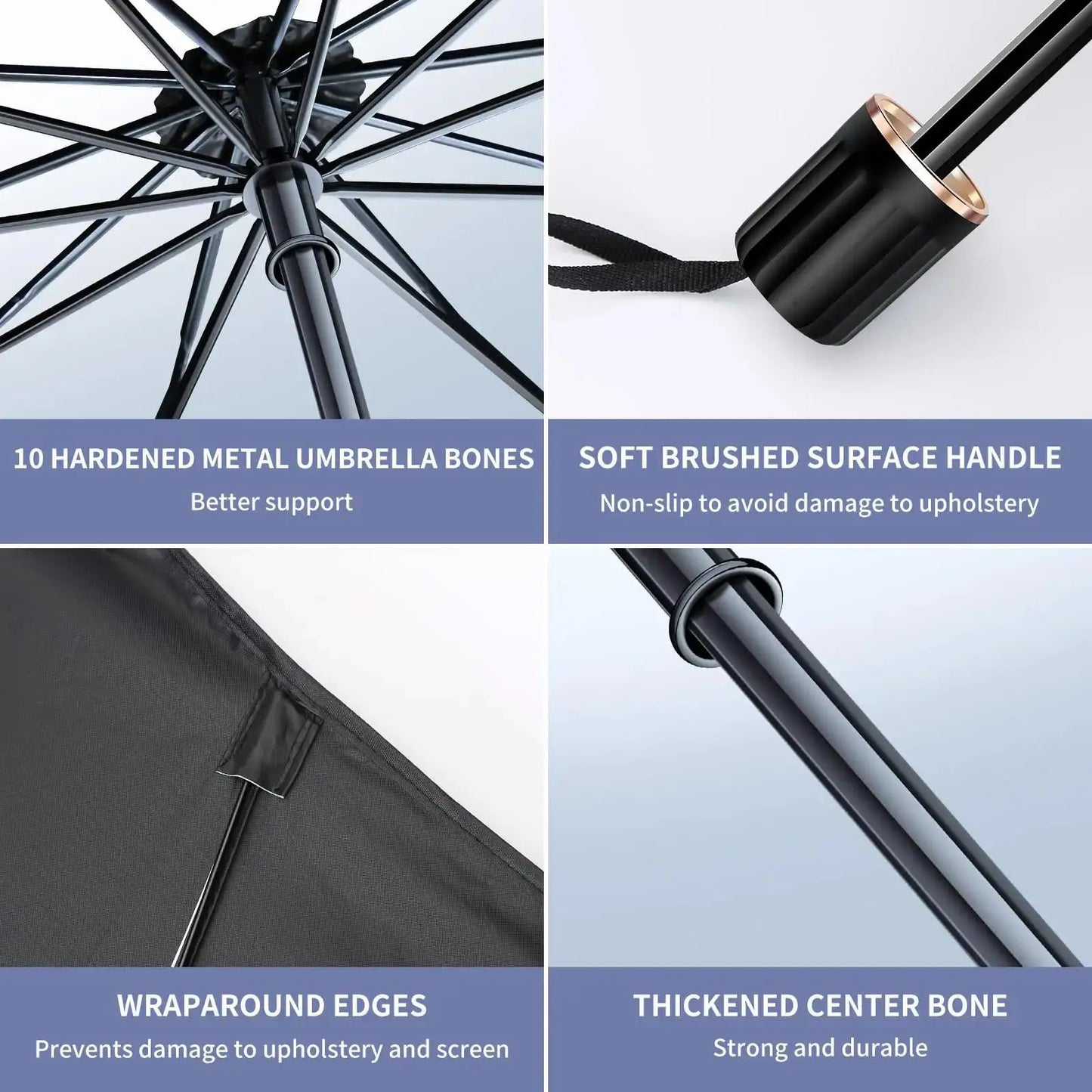 Rubber Sunshade Umbrella For Car Uv Protection Folding High Shading