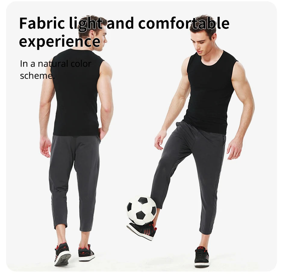 Pure cotton broadband bottom sports tight tank top for men in summer,