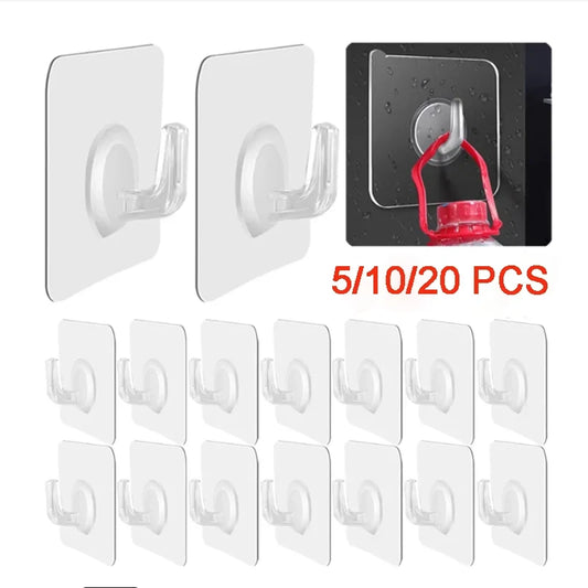 5/10/20Pcs Self-adhesive Hook Transparent Door Wall Hook Child Heavy