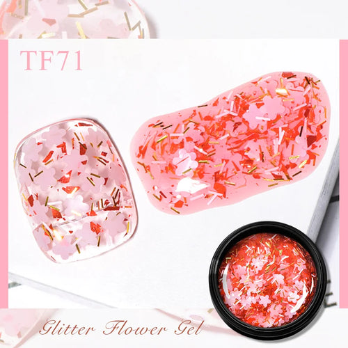 MEET ACROSS 5ml Pink Dried Flower Gel Nail Polish Natural Flower Fairy