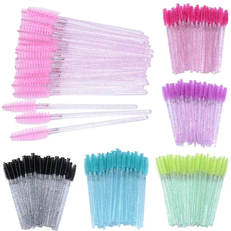 50pcs Disposable Eyelash Brushes Crystal Eye lash Mascara Wands