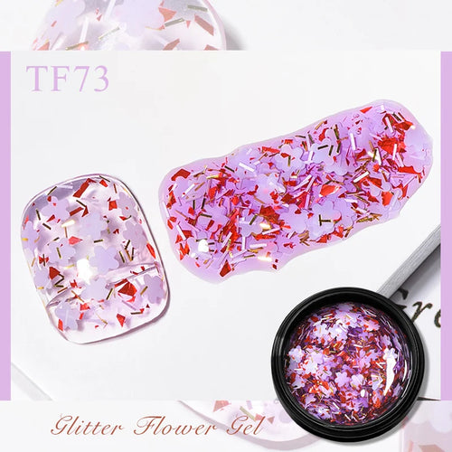 MEET ACROSS 5ml Pink Dried Flower Gel Nail Polish Natural Flower Fairy