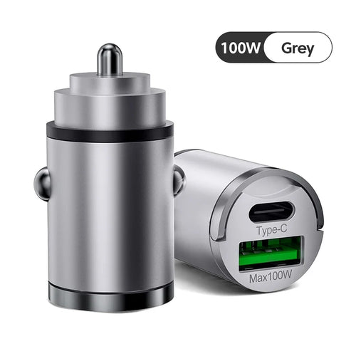 100W Car Charger Lighter PD Fast Charging For IPhone QC3.0 Mini USB