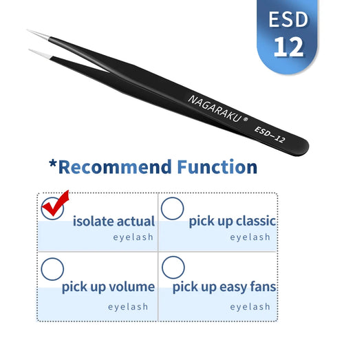 NAGARAKU Eyelash Extension Tweezers Makeup Stainless Steel Eyelash 3D