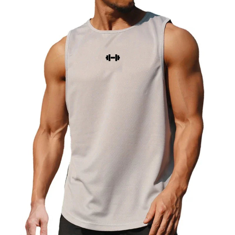 Summer Mens Gym Tank Tops Fitness Clothing Mesh Quick Dry Loose Fit