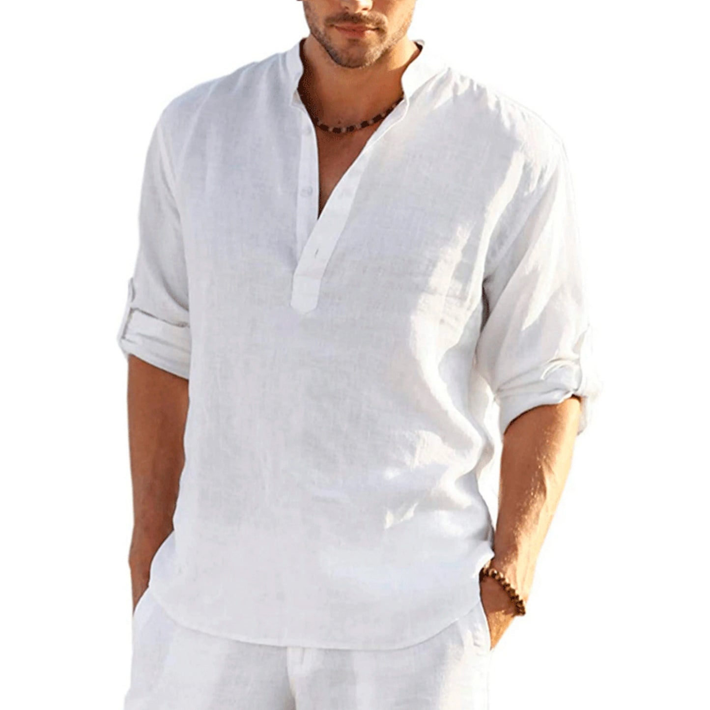 Casual shirts, loose cotton men's shirts, fashionable stand-up collar