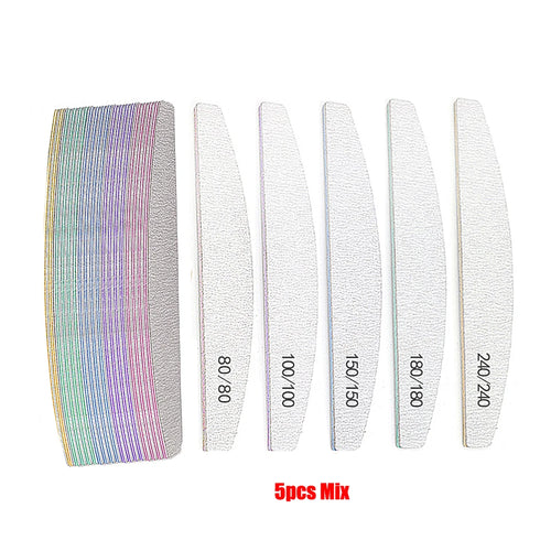 5Pcs/Lot Nail File Mix Color Limas 80/100/150/180/240 Grit