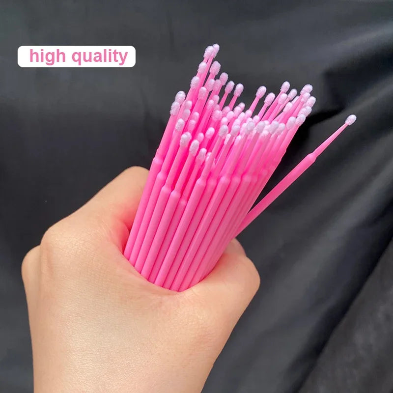 CNKESS 100PCS Eyelash Brushes Cotton Swab Micro Individual Eyelashes