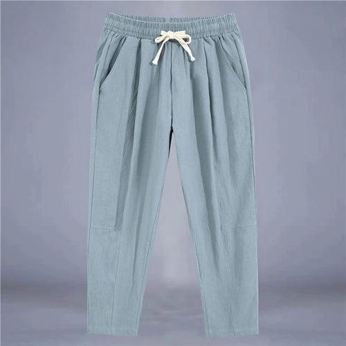 Men's Trousers Cotton Linen Fashion Casual Pants Solid Color