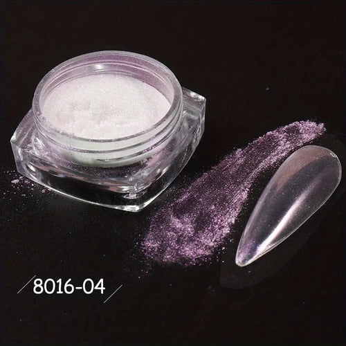 1Box White Chrome Nail Powder Mirror Mermaid Sparkling Pearl Nail Art