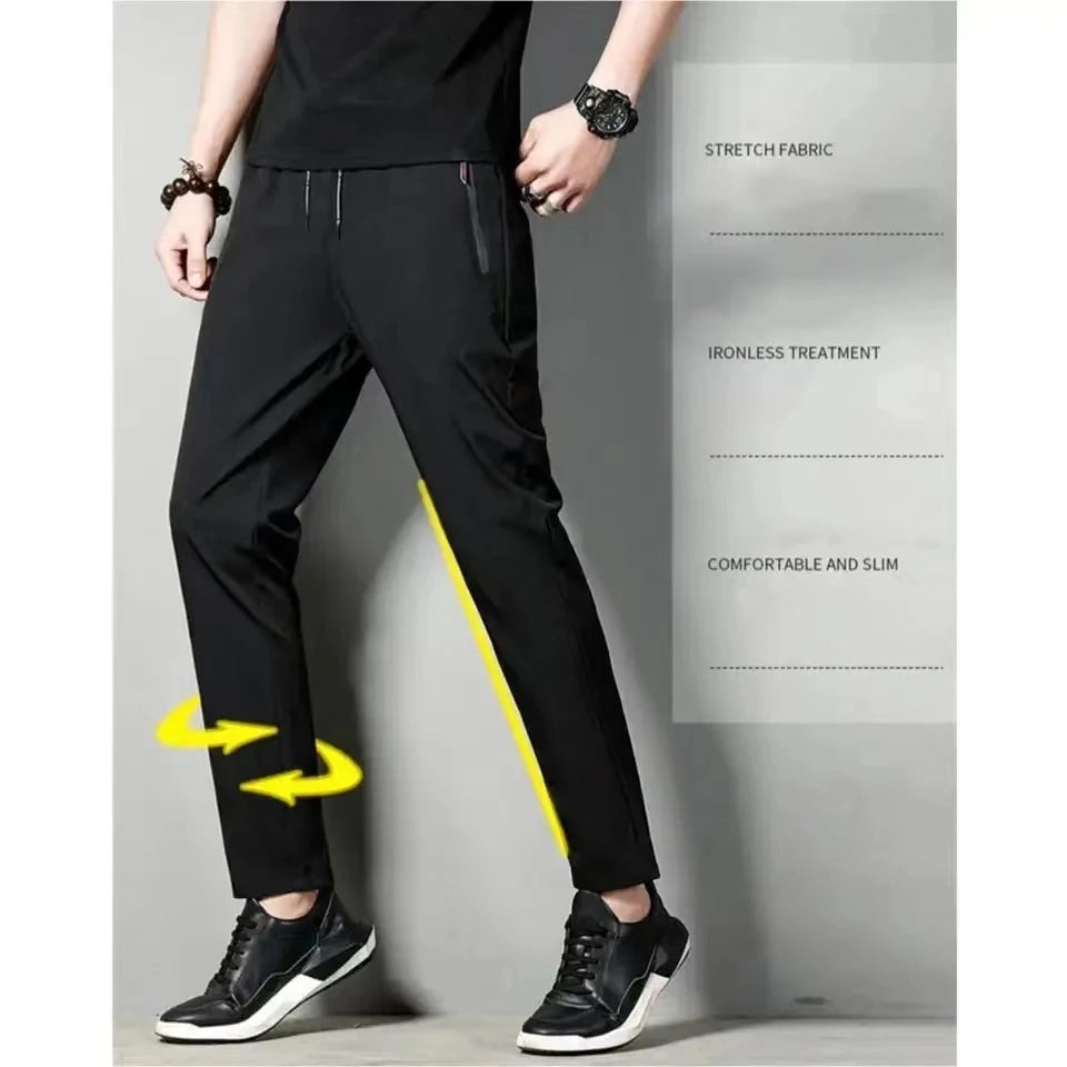 Summer new men's casual pants slim Korean ice silk pants Jin round