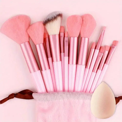 13pcs Premium Synthetic Nylon Bristle Makeup Brush Set - Soft, Gentle,