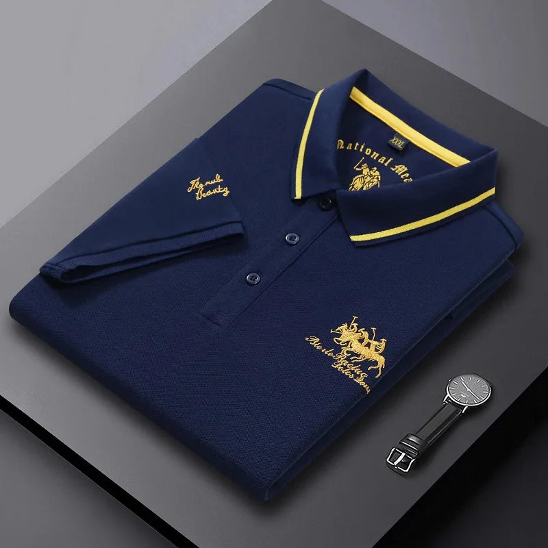 Summer Mens Embroidered Polo Shirts Short Sleeve Shirt Luxury Top