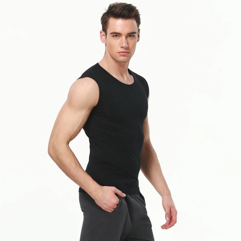 Pure cotton broadband bottom sports tight tank top for men in summer,