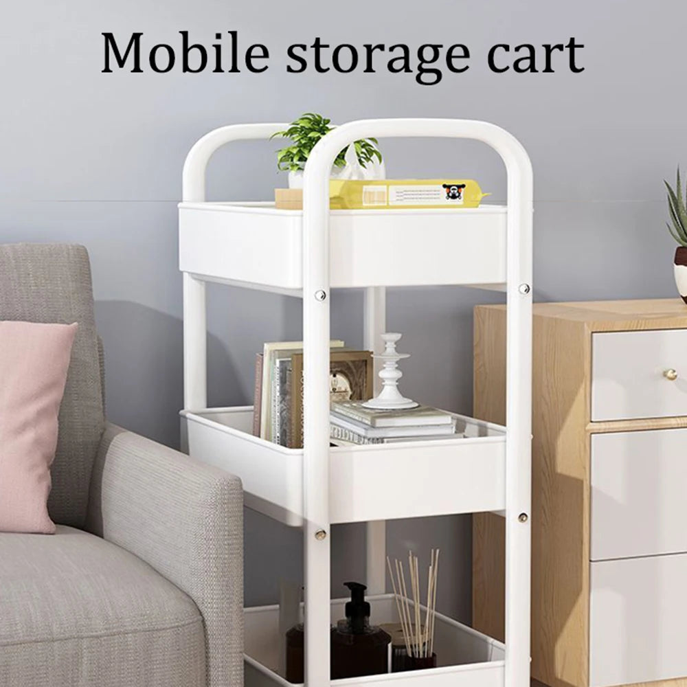 1PC 3/4 Layer Rolling Practical Cart Storage Rack Movable Gap Storage