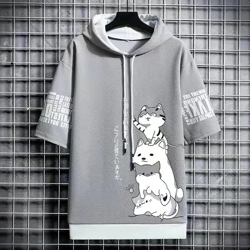 Japan Fashion Men's Hoodies Summer Men Clothing Cartoon Casual