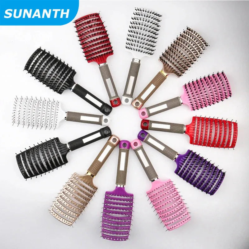 Magic Demelant Brush Bristle Nylon Massage Hairbrush Wet Curly