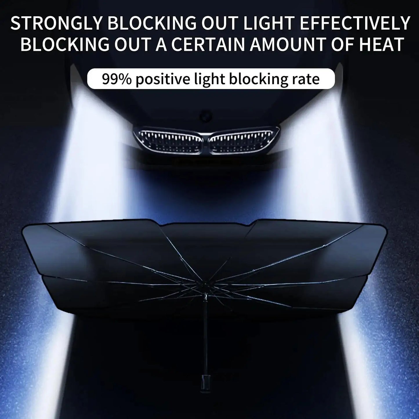 Rubber Sunshade Umbrella For Car Uv Protection Folding High Shading