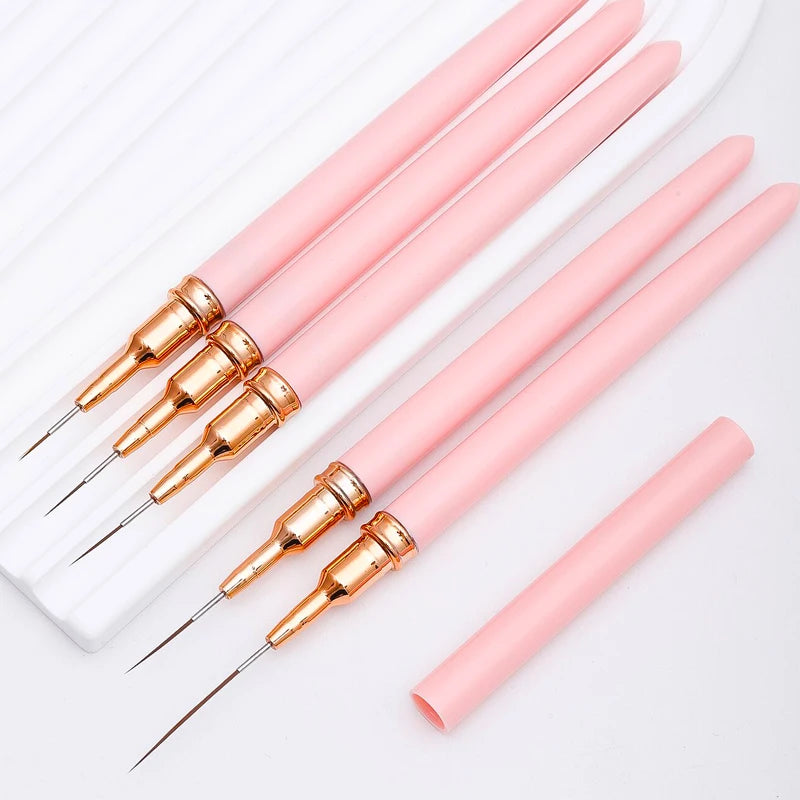 5 Pcs Nail Art Liner Brushes Set Elongated Lines Striping Drawing UV