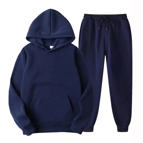 Men's Autumn and Winter New Solid Color Hoodie+pants Two-piece Set