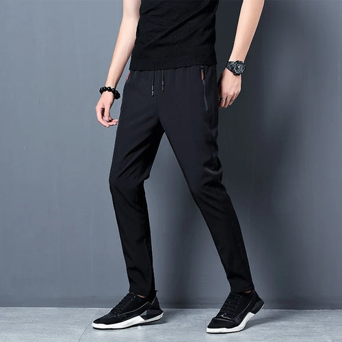 Summer new men's casual pants slim Korean ice silk pants Jin round