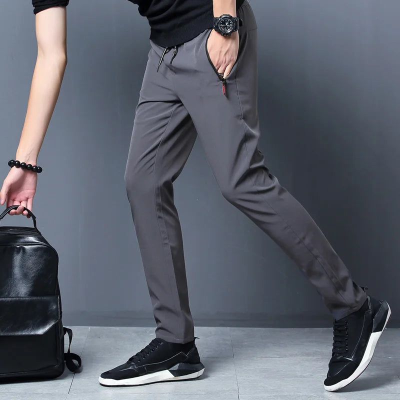 Summer new men's casual pants slim Korean ice silk pants Jin round