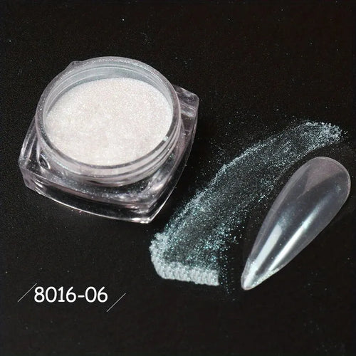 1Box White Chrome Nail Powder Mirror Mermaid Sparkling Pearl Nail Art