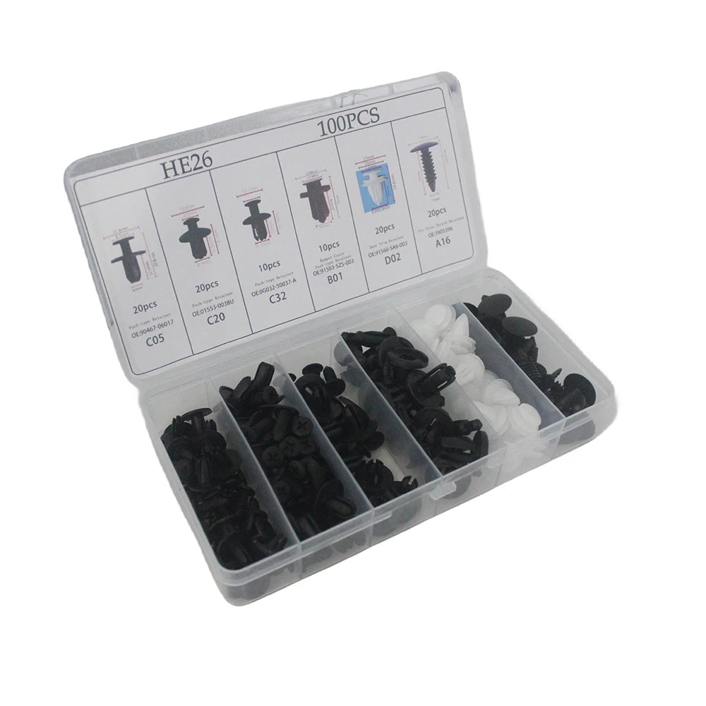 100pcs Auto Fastener Clip Kit Fender Rivet Clips Car Body Push