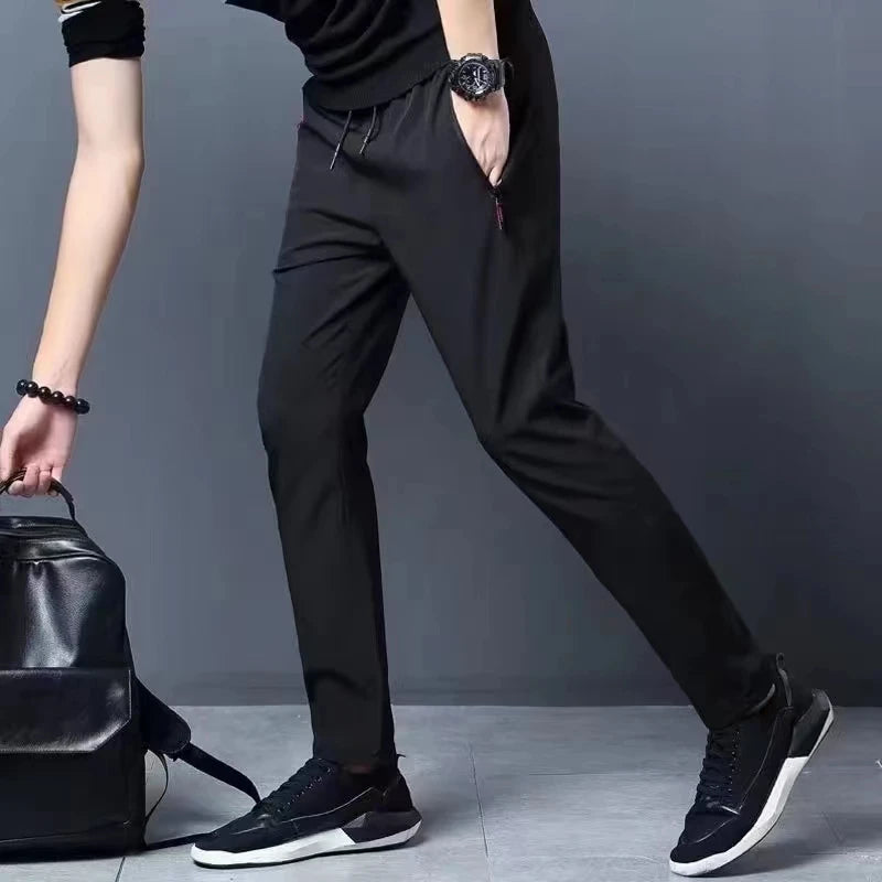 Summer new men's casual pants slim Korean ice silk pants Jin round