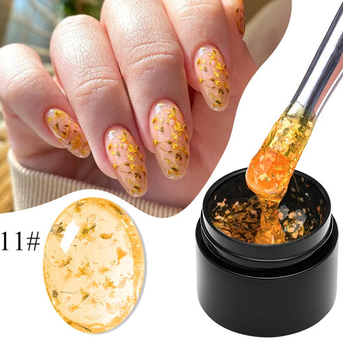 MEET ACROSS 5ml Pink Dried Flower Gel Nail Polish Natural Flower Fairy