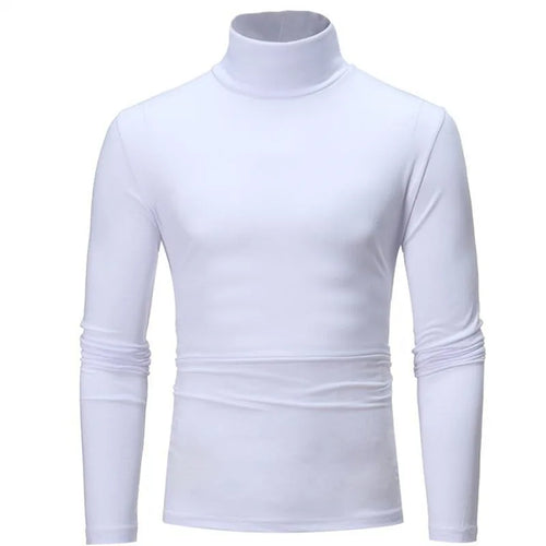 Autumn  Winter Men's High Neck T-shirt Slim Fit Fashion High Elastic