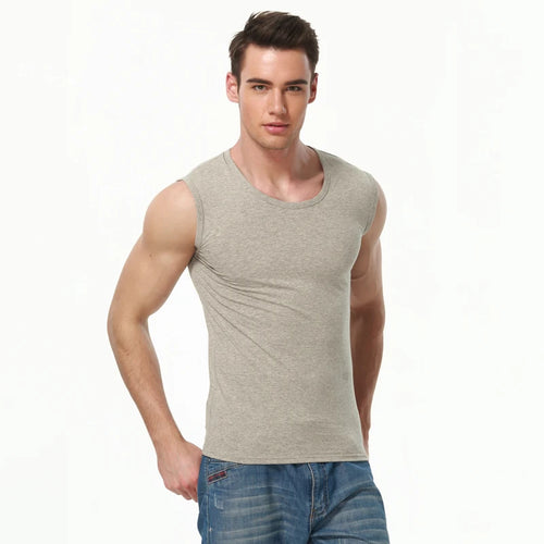 Pure cotton broadband bottom sports tight tank top for men in summer,