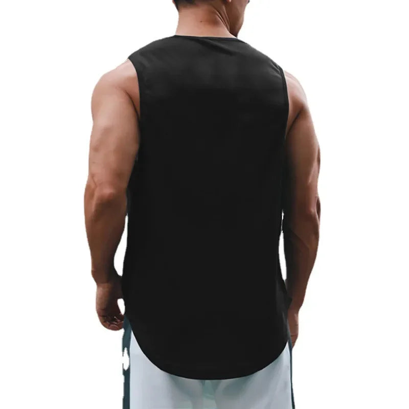 Summer Mens Gym Tank Tops Fitness Clothing Mesh Quick Dry Loose Fit