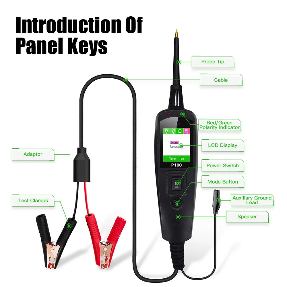 P100 24V 12V Probe Pen Car Tester Voltage Resistant Test Circuit