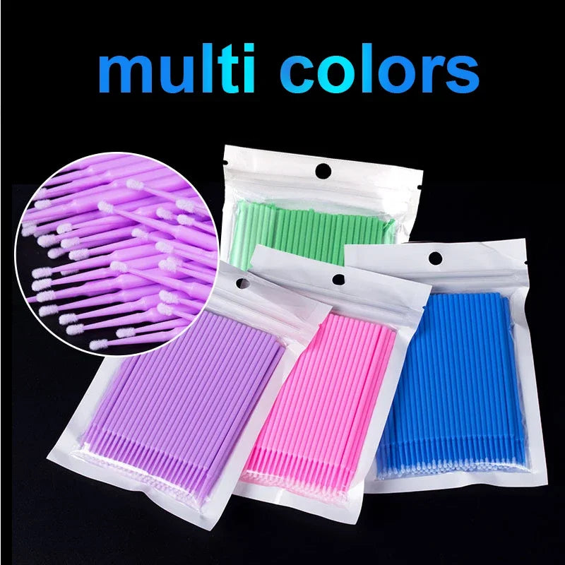 CNKESS 100PCS Eyelash Brushes Cotton Swab Micro Individual Eyelashes