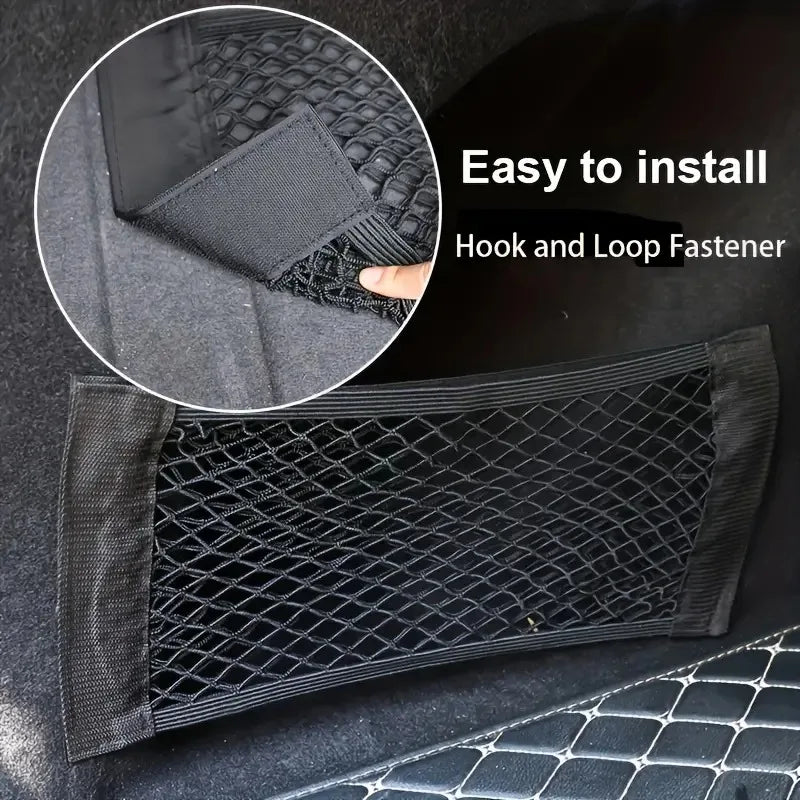 1pc Universal Car Storage Bag Double Mesh Trunk Storage Net, Car