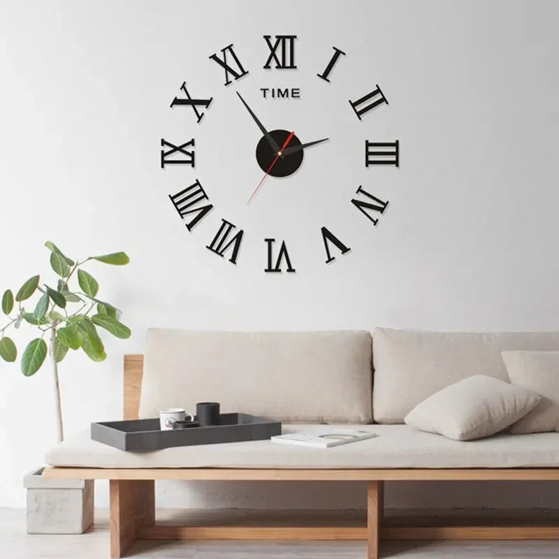 3D Acrylic Digital Wall Clock Roman Numerals Design Mirror Wall Clock