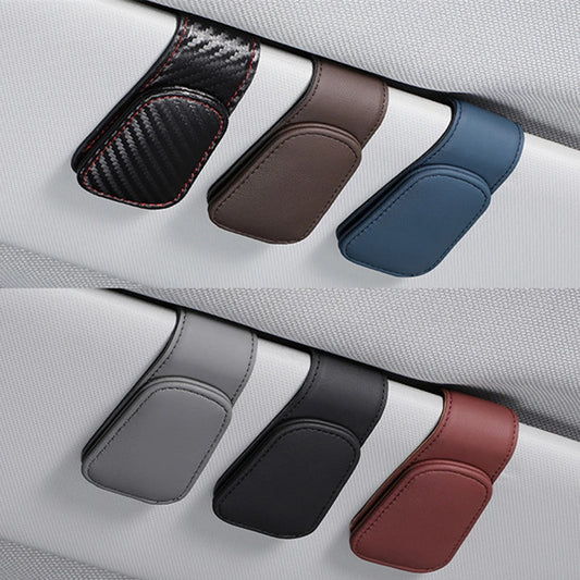 Universal Car Auto Sun Visor Eyeglass Hanger Clip Leather Glasses