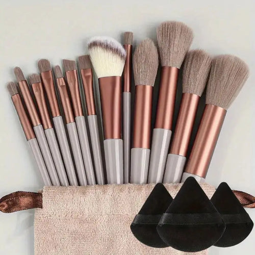 13pcs Premium Synthetic Nylon Bristle Makeup Brush Set - Soft, Gentle,