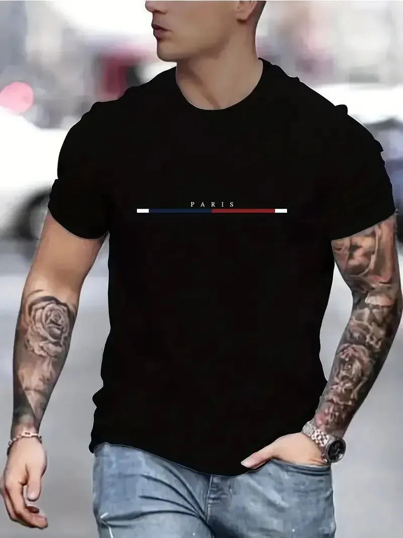 2024 New Digital Print Super Elastic Casual Short-Sleeved Men's Daily