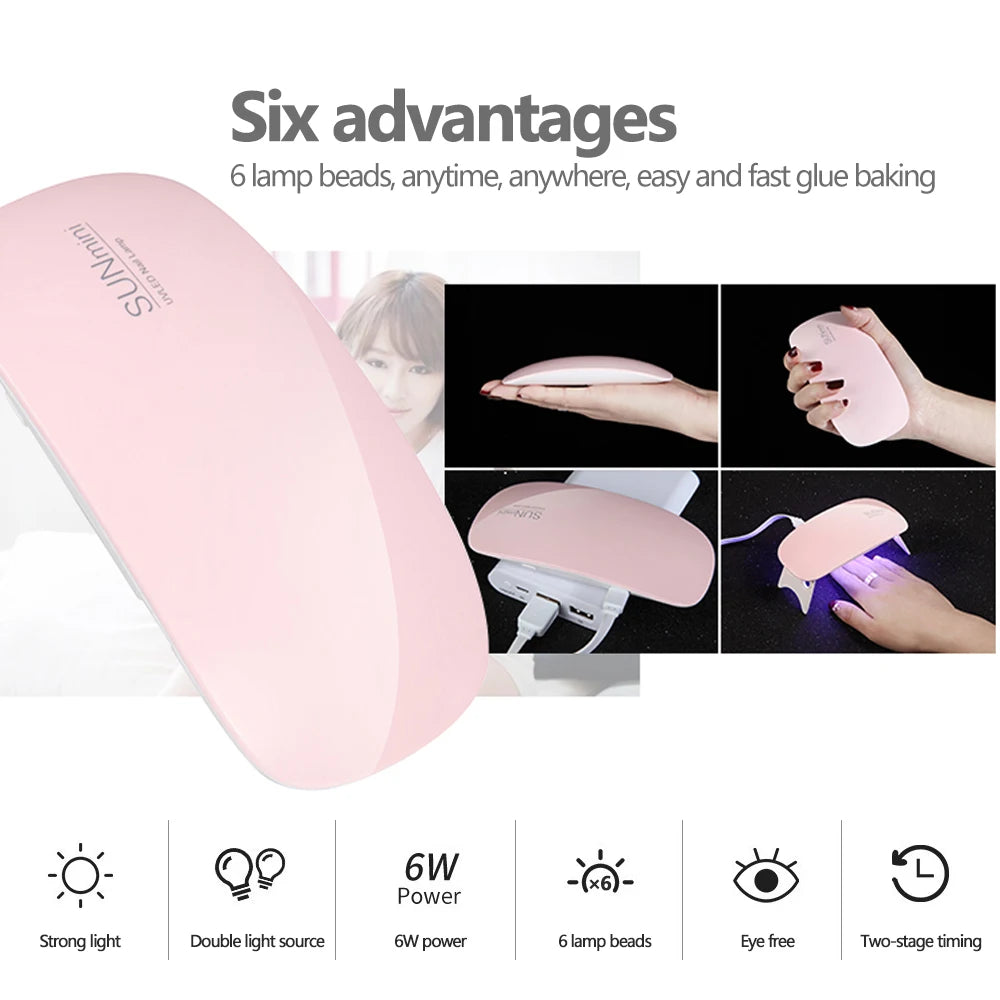 LALUU Foldable 6w Uv Led Lamp For Nails Machine 6 Uv Leds Gel Nail