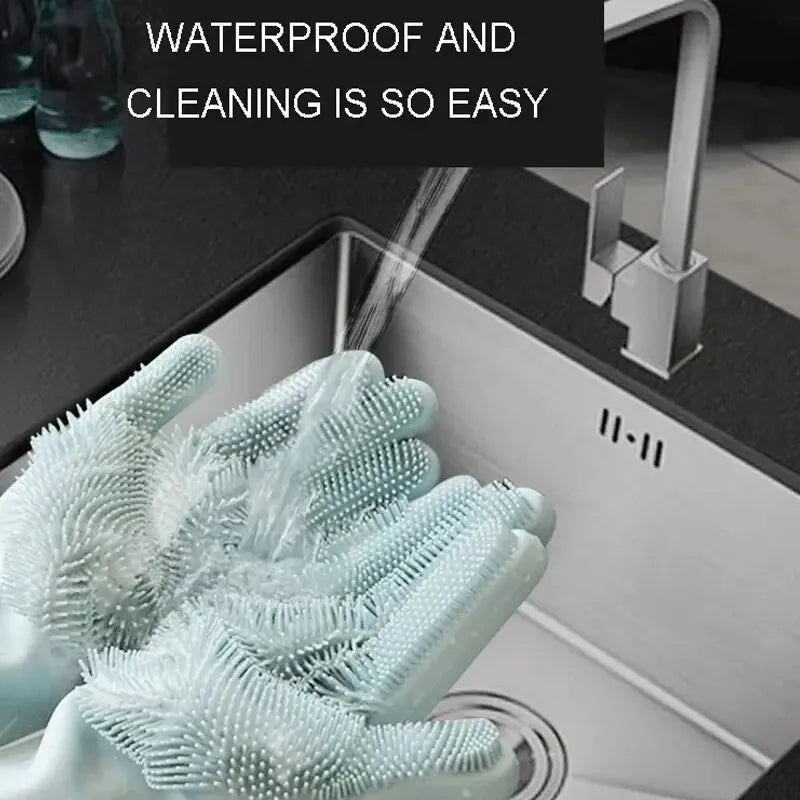 Dishwashing Cleaning Gloves Magic Silicone Rubber Dish Washing Gloves