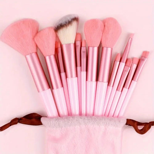 13pcs Premium Synthetic Nylon Bristle Makeup Brush Set - Soft, Gentle,