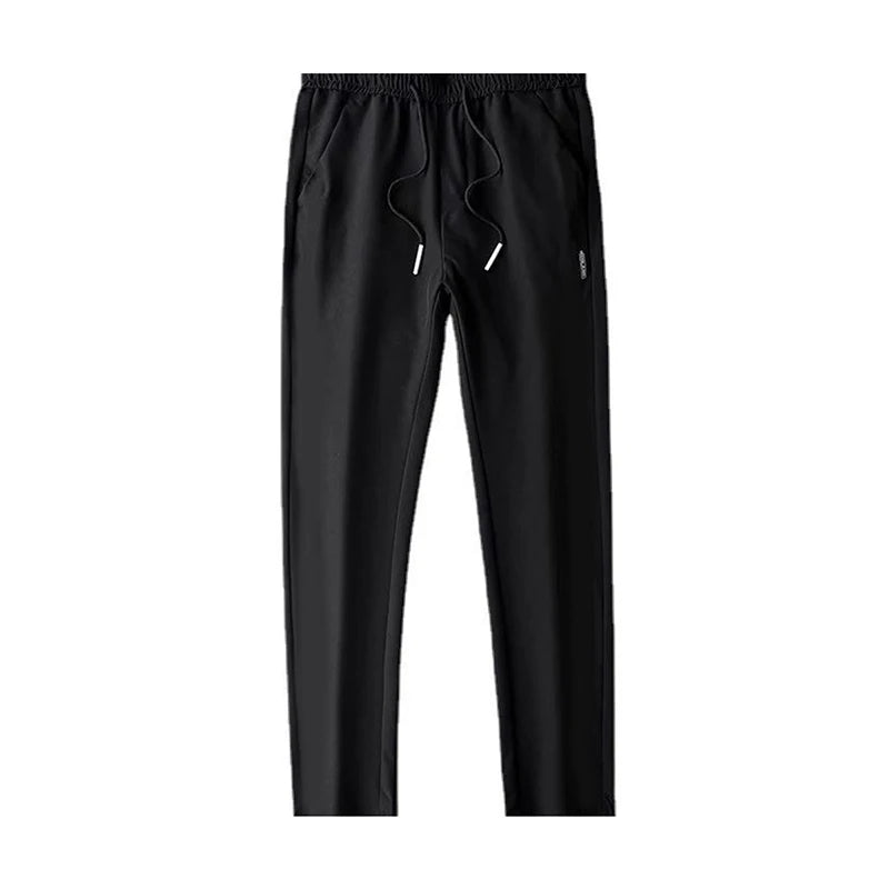 Ice Silk Men's Pants 2023 Summer New Black Gray Thin Business Casual