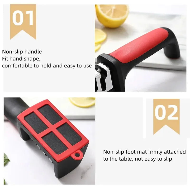 Kitchen 4-Segment Knife Sharpener Household Multi-Functional Hand-Held