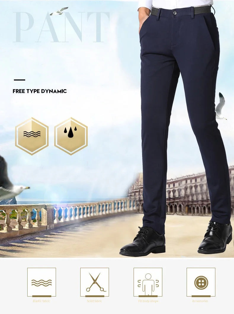 Men's Summer Fashion Business Casual Long Pants Suit Pants Male