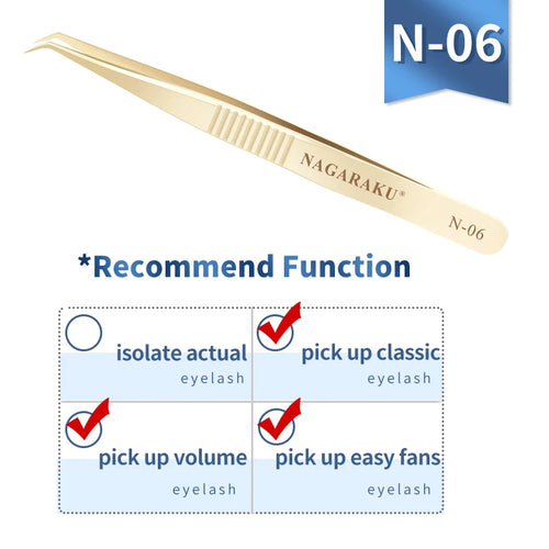 NAGARAKU Eyelash Extension Tweezers Makeup Stainless Steel Eyelash 3D